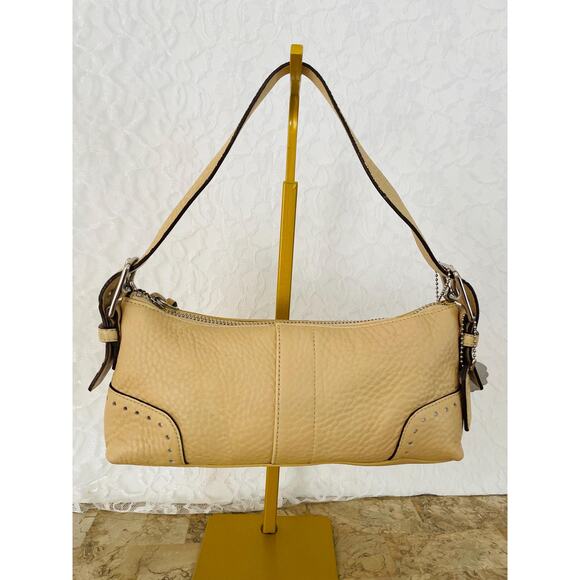 Coach Vintage Hamilton sand Small/mini baguette pebble Leather bag Y2K 5052 - Picture 2 of 10